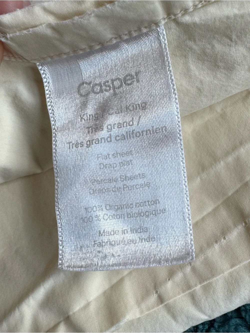Casper 100% Organic Cotton Percale Flat Sheet King / Cal King in Butter Yellow